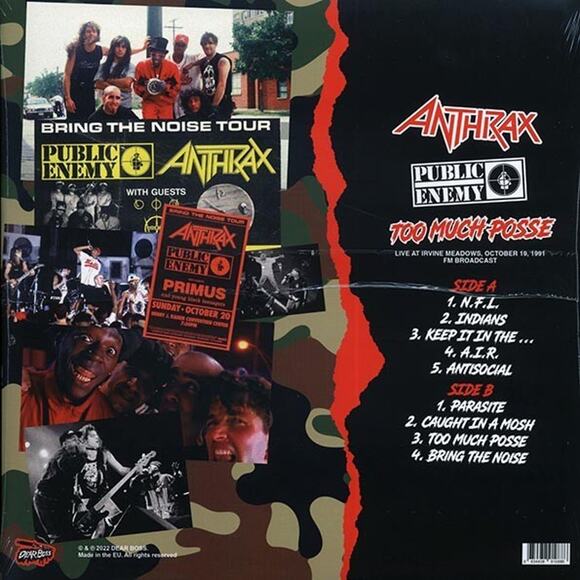 Anthrax & Public Enemy Too Much Posse Live 1991 Colored Vinyl Limited 300 Made - Picture 2 of 6